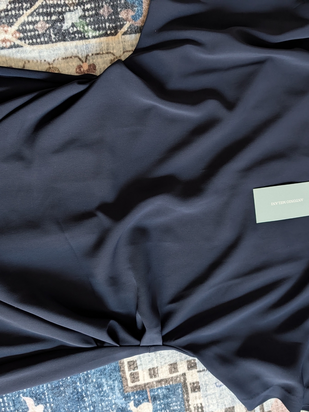 Antonio Melani Navy Blue Draped Fabric Top